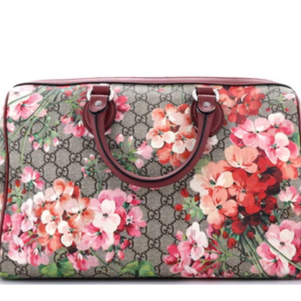 Gucci Boston Bag Blooms Print GG Coated Canvas Small